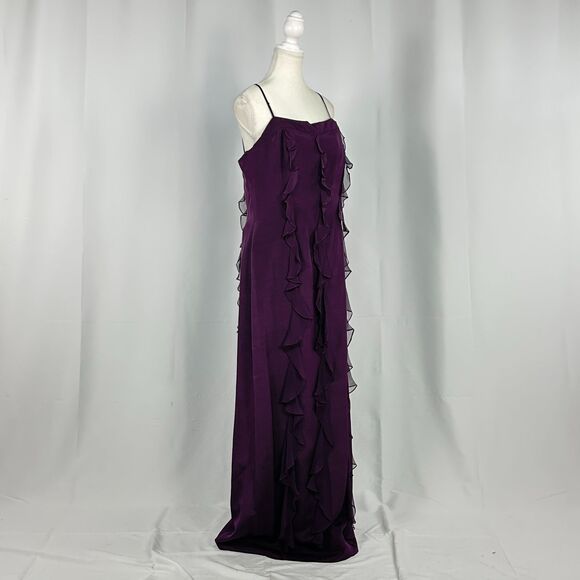 Jovani 100% Silk Purple Open Back Maxi Dress Formal Goth Emo New With Tag Sz 16 - Picture 2 of 6